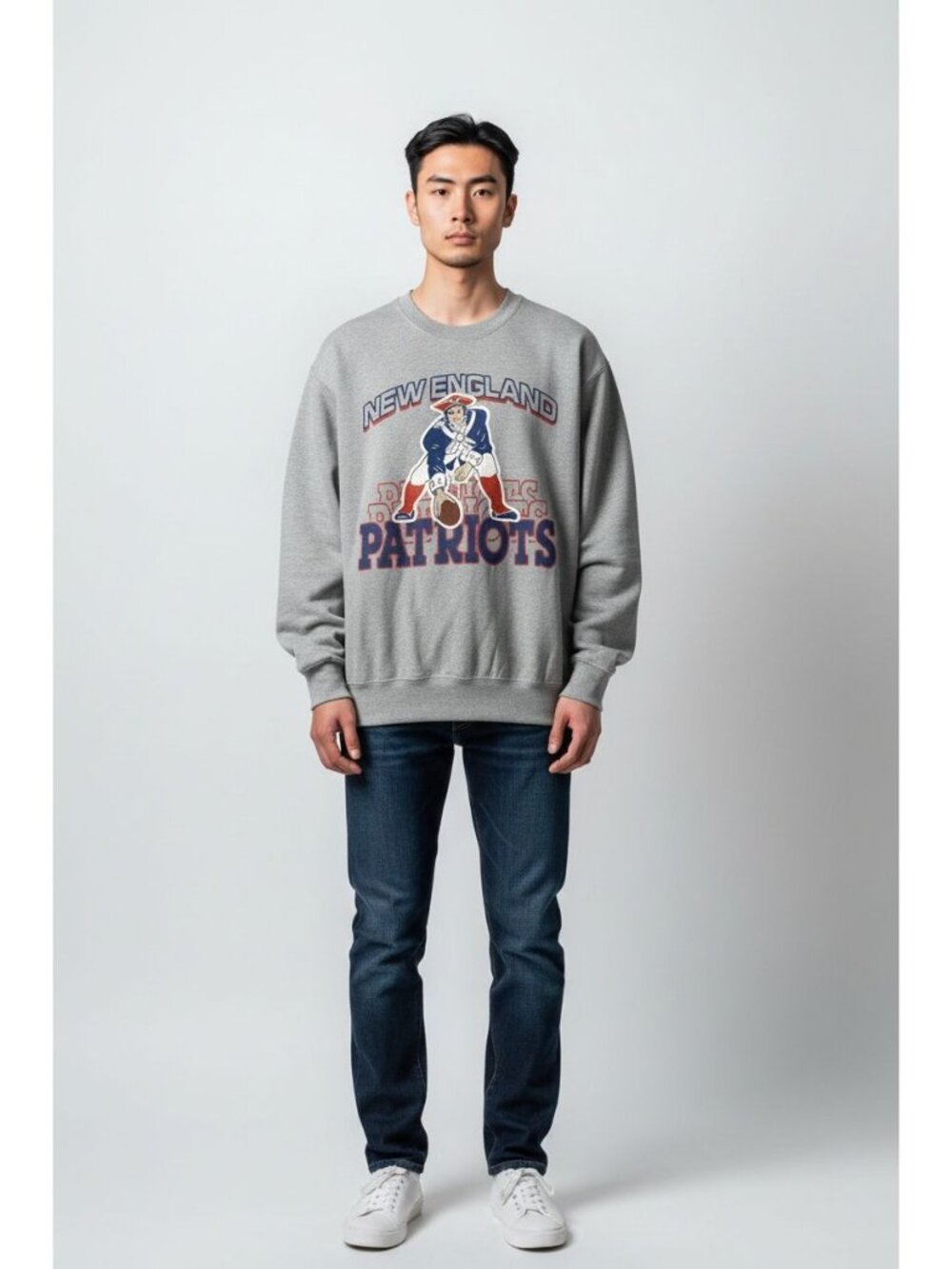 New England Patriots Junk Food NFL Licensed Gray Crewneck Sweatshirt Medium New